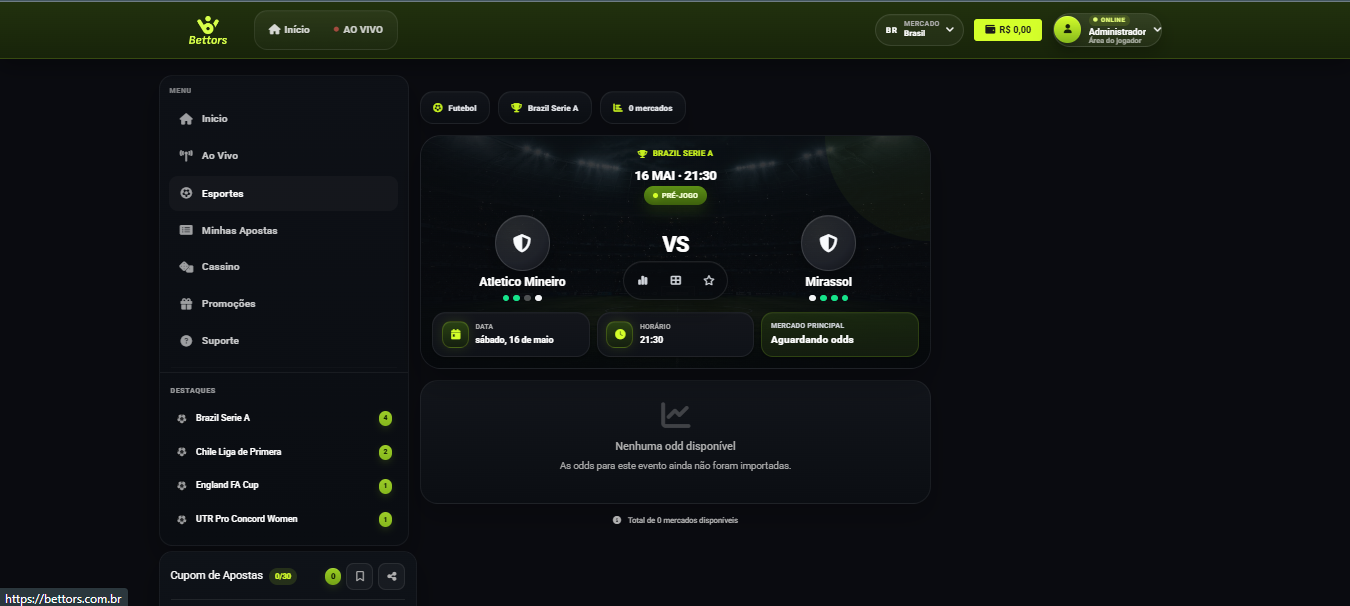 Tela desktop de detalhe do evento SharkGame